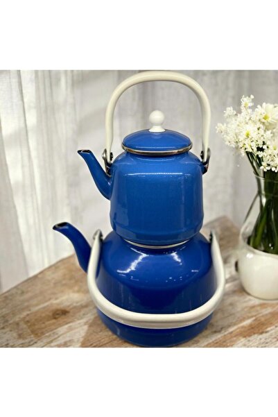 ALEV EMAYE Nostalji Model Vintage Çaydanlık Takımı | Üst 1 L – Alt 2,5 L | 3 ...