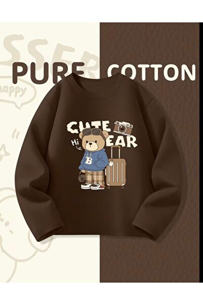 No Plan Hanorac cu imprimeu cu ursuleț drăguț pentru fete și băieți