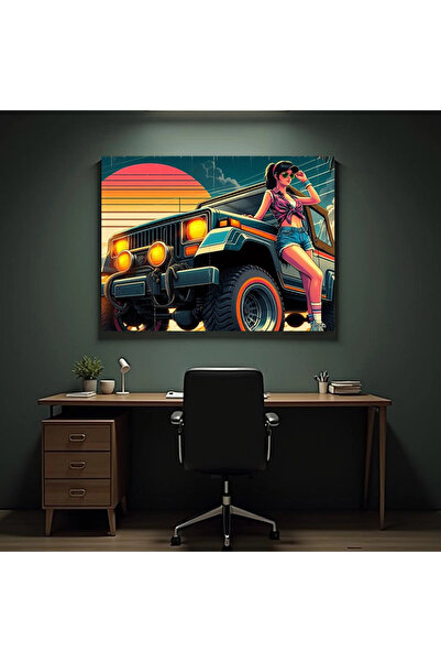 Printees Painting - Retro Off-road Girl - Canvas on chassis