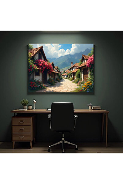 Printees Painting - Mountain Village - Canvas on frame