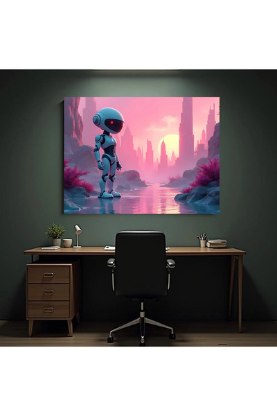 Printees Tablou - Cyberpunk World Robot - Canvas pe șasiu