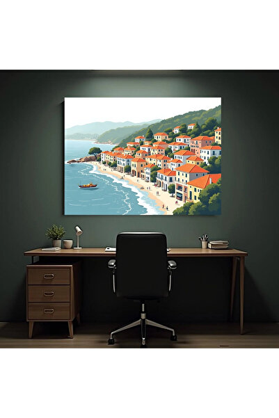 Printees Tablou - Oraș la mare - Canvas pe șasiu