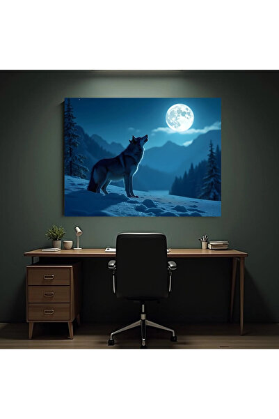 Printees Tablou - Lup urlând la lună - Canvas pe șasiu