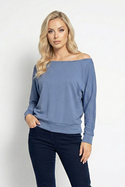 ABAY GİYİM بلوزة نسائية بياقة قارب وأكمام خفاشية بدون أكتاف مصنوعة من قماش ال...