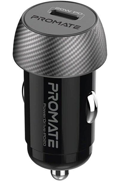 Promate USB-C Car Charger, Ultra-Compact Super-Fast Car Charger Adapter