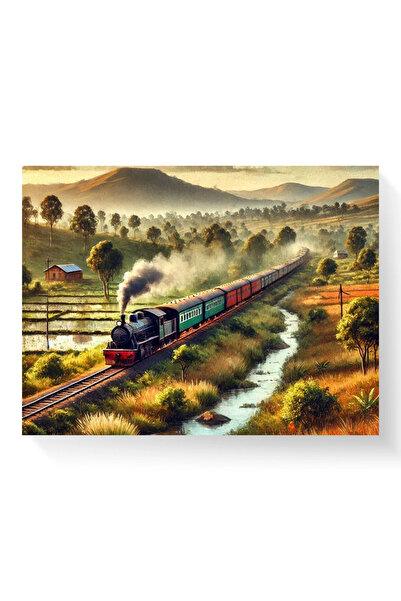 Printees Tablou - Peisaj cu Locomotivă cu Aburi