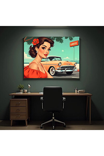 Printees Painting - Retro Pink Chevy