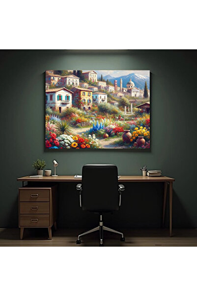 Printees Painting - City with flowers - Canvas on frame