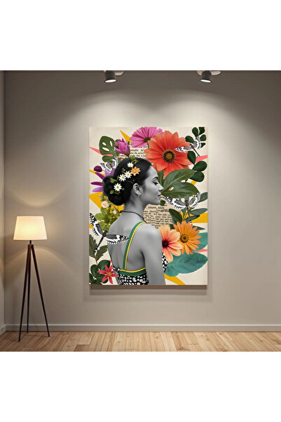 Printees Painting - Collage girl with flowers