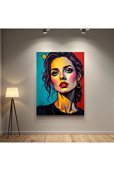 Printees Painting - Portrait in blue and red