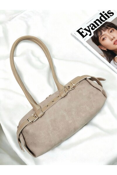 eyandis Premium Women's Shoulder Bag with Suede Belt Detail Ey&İs Collection