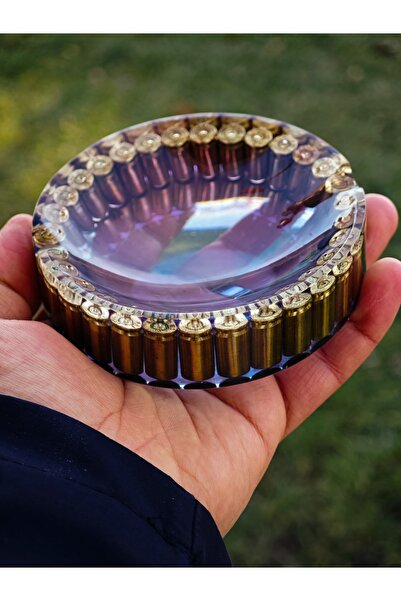 TAKIDA GÜMÜŞ Mermili küllük 9 mm kül tablası kül tablası 9 mm mermi küllük he...