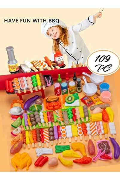 Generic 109-piece children's pretend play food set, kids' simulated barbecue ...