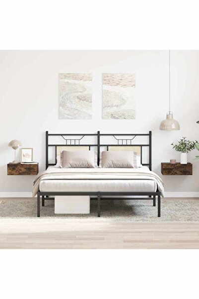 vidaxl Floating Nightstands 2 pcs Smoked Oak 40x30x15cm Engineered Wood