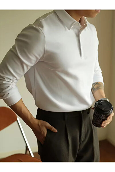 l'eivor Long Sleeve 100% Cotton Pique Men's Polo Neck T-Shirt