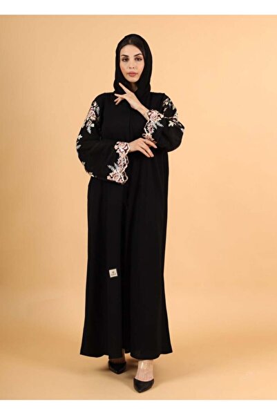 FR ABAYA LINE عباية كتان بكم مبطن وتل تطريز