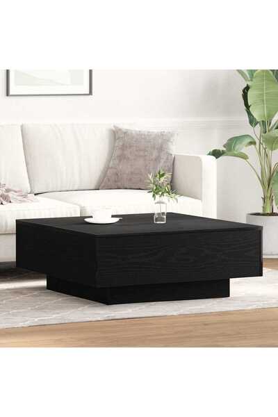 vidaxl Coffee Table Black Oak 80 x 80 x 31 cm