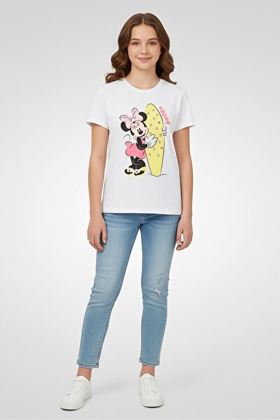 Disney x Mickey And Friends Kids Girl Crew Neck Graphic Print T-Shirt, White