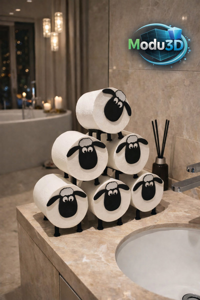 modu3d Sheep Figured Toilet Paper Stand – Set of 6 |   Fun and Decorative Bat...