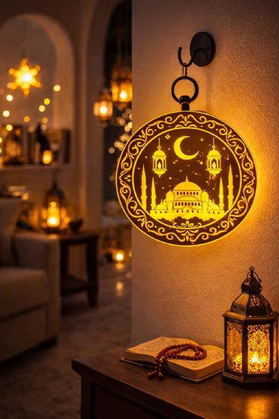 BKMC PARTY Lüks Cami Silüetli Işıklı Ramazan Dekor Ramazan Süsü