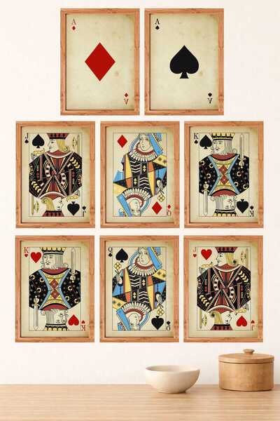 UNT Set de pictură tematică cu cărți de joc, 8 piese |   15x20 cm |   Decor d...