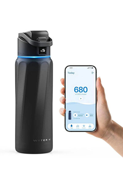 WATERH Boost Akıllı Termos | Hidrasyon Takibi Yapan, Yalıtımlı 710 ml/24oz Ak...