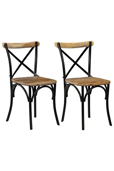 vidaxl Cross Chairs 2 pcs Black Solid Mango Wood