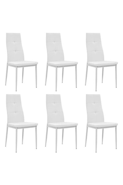 vidaxl Dining Chairs 6 pcs White Faux Leather