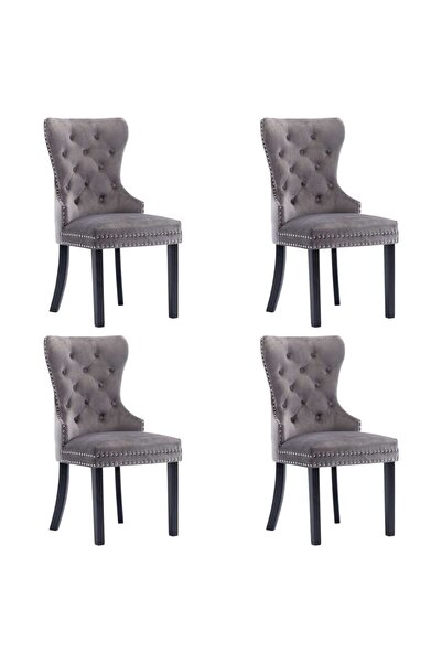 vidaxl Dining Chairs 4 pcs Grey Velvet