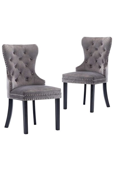 vidaxl Dining Chairs 2 pcs Grey Velvet