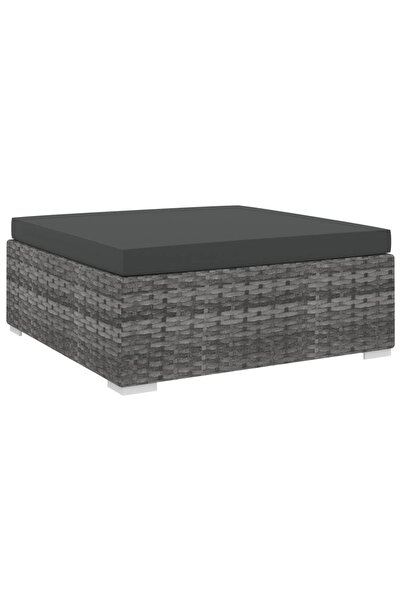 vidaxl Sectional Footrest 1 pc with Cushion Poly Rattan Grey