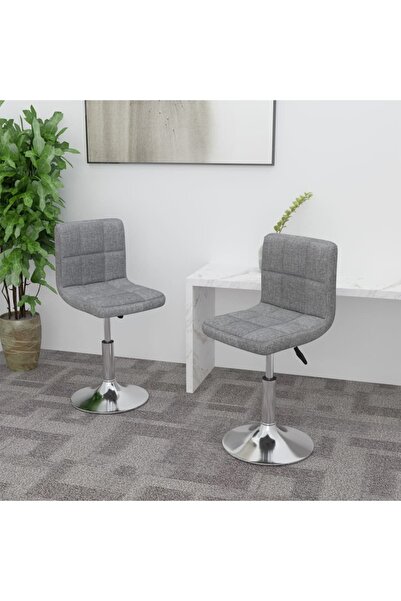 vidaxl كرسيان دواران لتناول الطعام، قماش رمادي فاتح