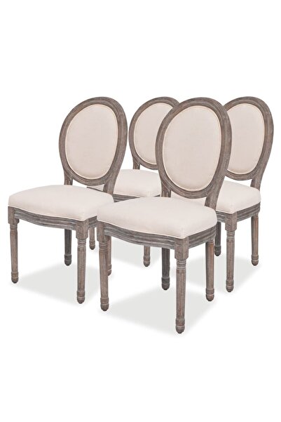 vidaxl طقم كراسي طعام من الكتان، 4 قطع