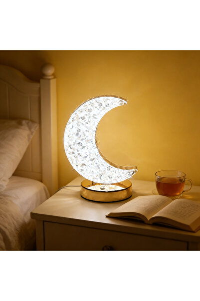 Yoawllty Ramadan Decoration, Moon Crystal Table Lamp, Touch Control LED Night...