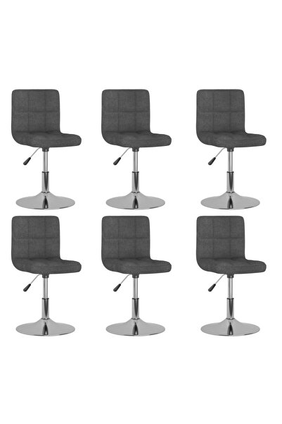 vidaxl Swivel Dining Chairs 6 pcs Dark Grey Fabric