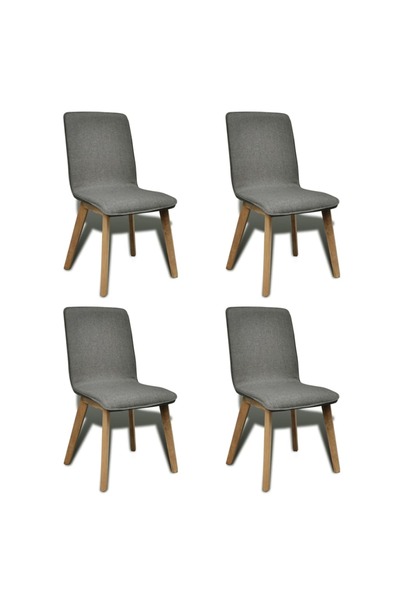 vidaxl Oak Indoor Fabric Dining Chair Set 4 pcs Dark Grey