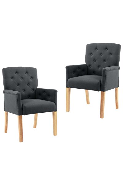 vidaxl Dining Chairs with Armrests 2 pcs Grey Fabric