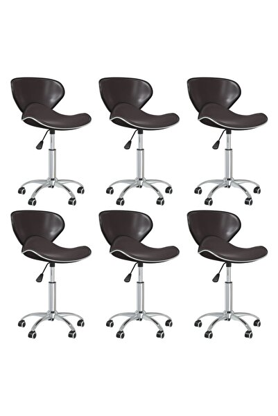 vidaxl Swivel Dining Chairs 6 pcs Brown Faux Leather