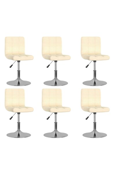 vidaxl 6 كراسي طعام دوارة من القماش الكريمي