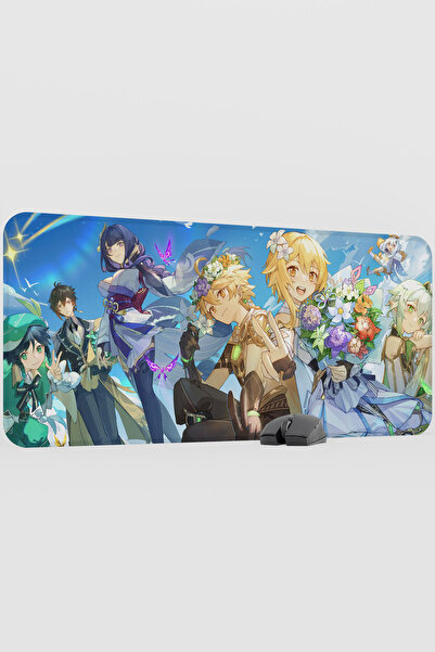 mousepad bastir Aether Lumine Genshin Impact Anime Gacha V1 - 90X40 XXL Gamin...