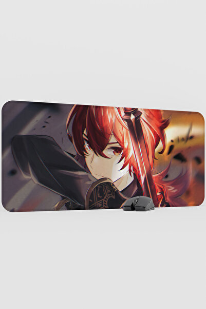 mousepad bastir لوحة ماوس ألعاب كبيرة الحجم من ديلوك جينشين إمباكت أنيمي غاتش...