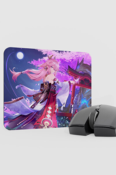 mousepad bastir Yae Miko Genshin Impact Anime Gacha V5 - 22X18 Gaming Mouse P...