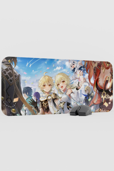 mousepad bastir Aether Lumine Genshin Impact Anime Gacha V3 - 70X30 XL Gaming...