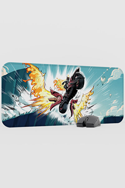 mousepad bastir Mavuika Genshin Impact Anime Gacha V4 - 70x30 XL لوحة ماوس لل...