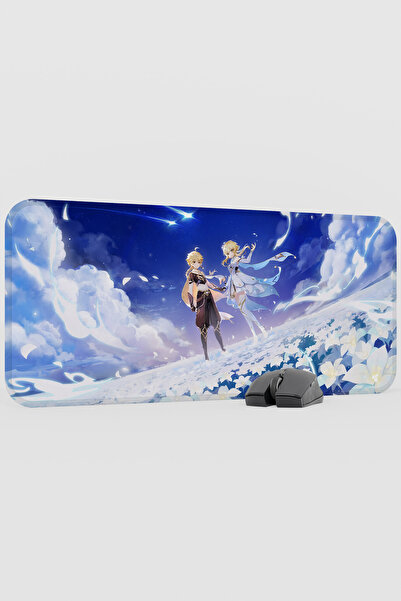 mousepad bastir Aether Lumine Genshin Impact Anime Gacha V4 - 70X30 XL Gaming...