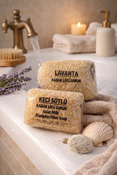 seymenbıçakçılık Lavender & Goat Milk Pumpkin Fiber Soap – Handmade Shower an...