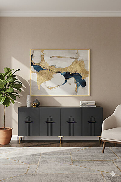 CENEYRA KA1808AG İDA180 KONSOL, KAHVE KÖŞESİ ve TV SEHPASI ANTRASİT-GOLD 180cm