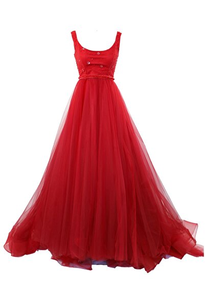 ambar studio Amna tulle and embroidery lace long evening dress