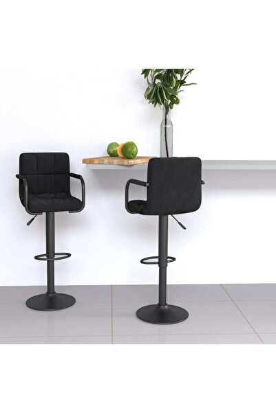 vidaxl كرسيان بار من المخمل الأسود