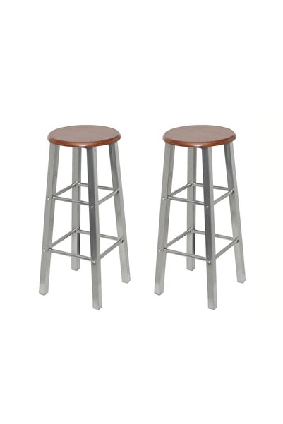 vidaxl Bar Stools 2 pcs Metal with MDF Seat